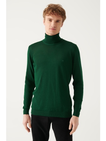 avva men`s green full turtleneck wool blended standard fit σε προσφορά