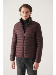 avva men`s burgundy high neck lightweight windproof comfort fit casual cut puffer sports coat