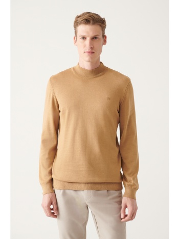 avva men`s beige half turtleneck wool blended standard fit σε προσφορά