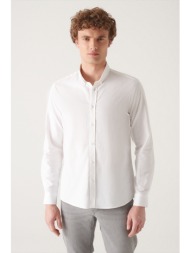 avva men`s white oxford 100% cotton standard fit regular cut shirt