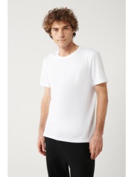 avva men`s white ultrasoft crew neck plain standard fit normal cut modal t-shirt