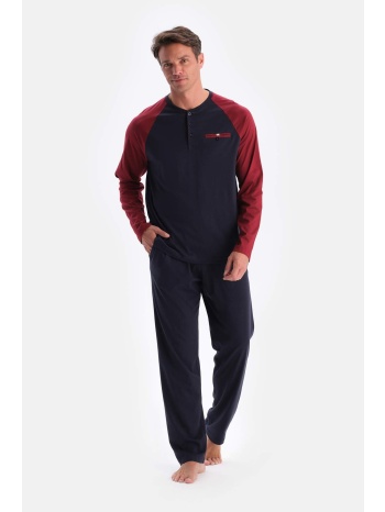 dagi navy blue raglan sleeve cotton modal pajamas set