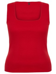 trendyol curve red square collar plain basic camisole plus size athlete