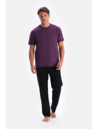 dagi purple short sleeve crew neck t-shirt trousers pajamas set