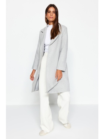 trendyol gray belted long wool cachet coat σε προσφορά