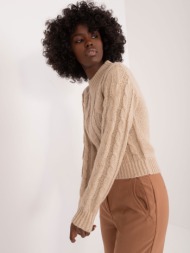 beige short sweater with cables from mayflies