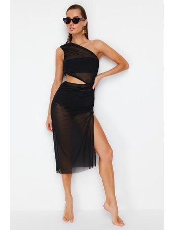 trendyol black fitted midi knitted cut out/window mesh one σε προσφορά