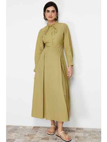 trendyol khaki flared skirt cotton woven dress σε προσφορά