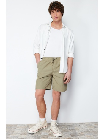 trendyol light khaki men`s regular fit paper touch shorts σε προσφορά