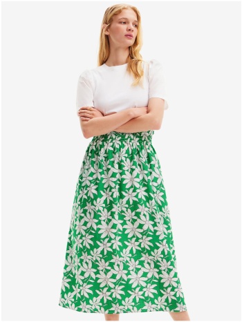 women`s white-green floral midi dress desigual marlon  σε προσφορά