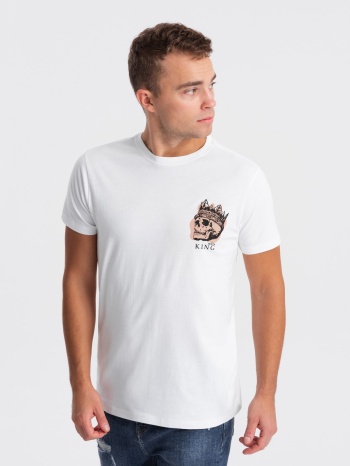 ombre men`s cotton t-shirt with chest print - white σε προσφορά