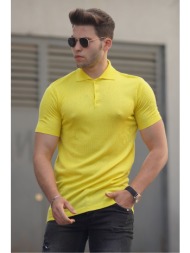 madmext mustard knitwear polo men`s t-shirt 9289