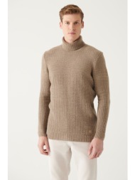avva men`s mink full turtleneck textured standard fit regular cut knitwear sweater