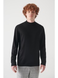avva men`s black half turtleneck wool blended standard fit normal cut knitwear sweater