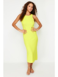 trendyol yellow bodycone/fitting halter neck maxi flexible knitted maxi dress