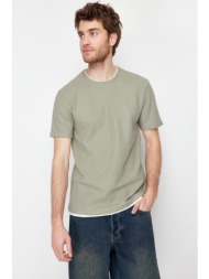 trendyol black-mint men`s regular/normal cut 2-pack textured 100% cotton t-shirt