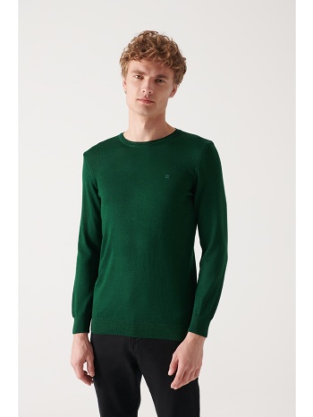 avva men`s green crew neck wool blend standard fit regular σε προσφορά