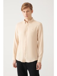 avva mink button collar comfort fit tencel shirt