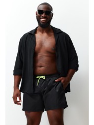 trendyol plus size men`s black standard fit sea shorts