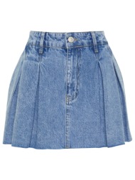 trendyol blue pleated low waist mini denim skirt