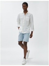 koton denim shorts with fold detail, pockets, buttons, cotton