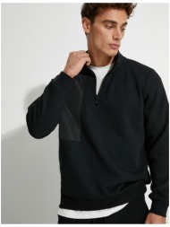 koton half zipper sweatshirt high neck block detailed raised