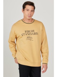 ac&co / altınyıldız classics men`s mustard oversize loose cut 3 thread crew neck cotton sweatshirt w