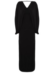 trendyol black knitted sleeve detailed long evening dress