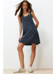 trendyol anthracite modal strappy a-line/bell opening knitted mini dress