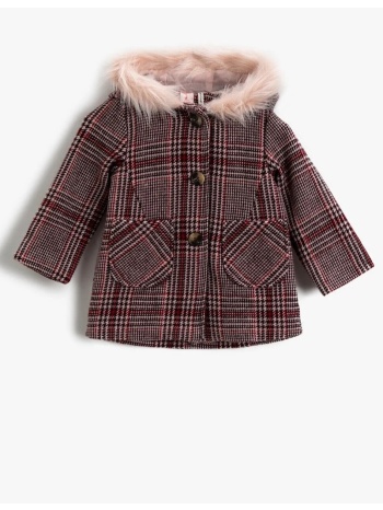 koton baby girl collar fur coat plaid hooded baby girl σε προσφορά