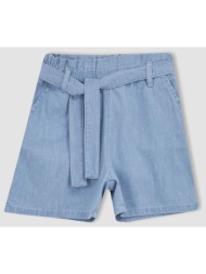 defacto girl paperbag ελαστική μέση belted jean shorts