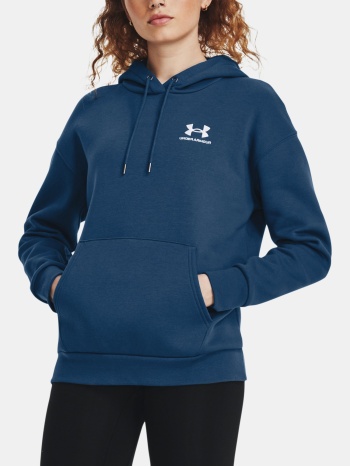 under armour sweatshirt essential fleece hoodie-blu - women σε προσφορά