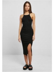 women`s dress with midi ribbed knit crossed on the back black