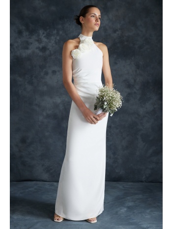trendyol white rose detailed elegant evening dress σε προσφορά