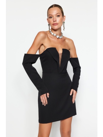 trendyol μαύρο κομψό εφαρμοστό βραδινό φόρεμα σε προσφορά
