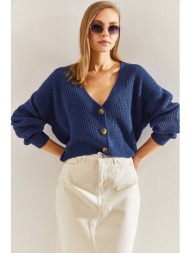bianco lucci women`s three-button corded knitwear cardigan