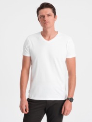 ombre basic men`s classic cotton t-shirt with a crew neckline - white