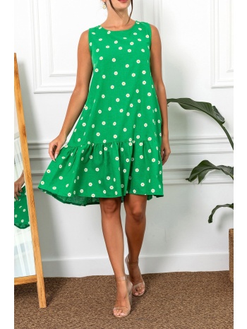 armonika women`s green daisy pattern sleeveless frilly σε προσφορά
