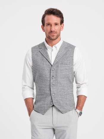 ombre men`s wool blend blazer with checkered lapels - light σε προσφορά