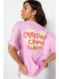 trendyol t-shirt - ροζ - oversize