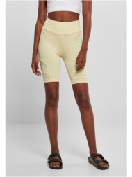 women`s high waist tech mesh cycle shorts, soft yellow