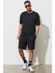 ac&co / altınyıldız classics men`s black standard fit normal cut knitted sports shorts