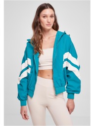 women`s crinkle batwing watergreen jacket/white sand