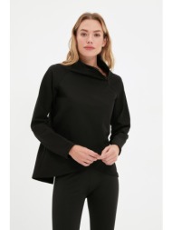 trendyol black zipper detailed stand collar knitted sports sweatshirt