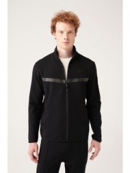 avva men`s black interlock fabric high neck printed standard fit regular cut sweatshirt