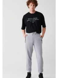 avva men`s gray laced leg elastic cotton breathable standard fit regular fit jogger sweatpants
