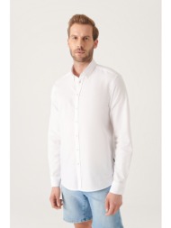avva men`s white oxford 100% cotton buttoned collar standard fit regular cut shirt