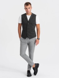 ombre men`s wool blend blazer with checkered lapels - graphite