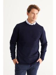 ac&co / altınyıldız classics men`s navy blue standard fit normal fit anti-pilling crew neck knitwear