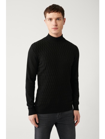 avva men`s black knitwear sweater half turtleneck front σε προσφορά